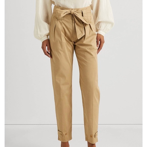 Polo Ralph Lauren High Waisted Wrap Belt Pants Burgundy Red Size 4 supreme Chino - Picture 15 of 15